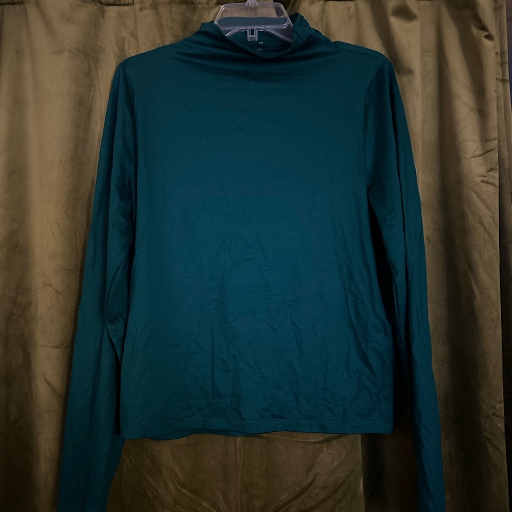 Teal Turtleneck Long Sleeve Top